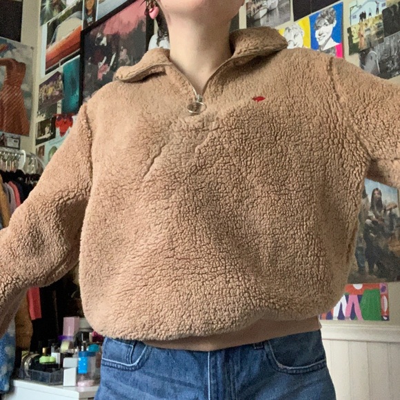 TOPSHOP half zip fleece teddy jacket - Picture 1 of 2